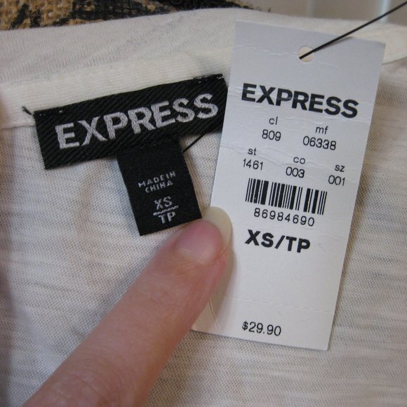 NWT Express white skull graphic tee t shirt top XS extra small - Picture 6 of 6